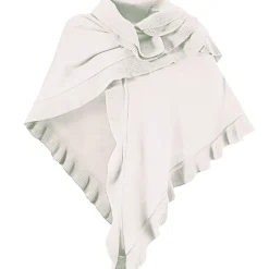 Online Damen Dreieck Rüschen Poncho, Natur Damen Ponchos