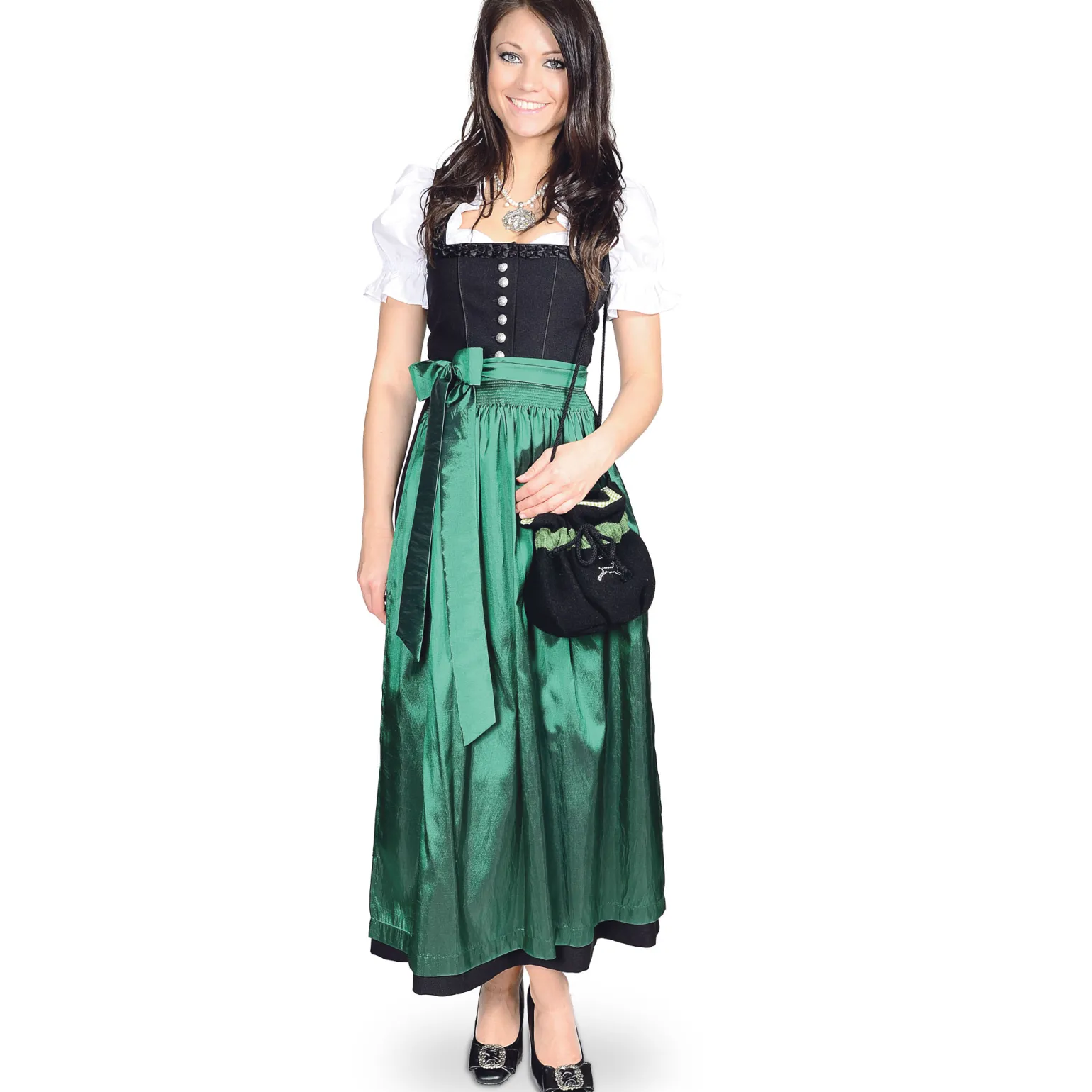 Sale Damen Gastro-Dirndl, mit grüner Schürze Damen Dirndl