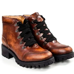 Cheap Damen Leder-Boots "606", Cognac Damen Schuhe & Socken