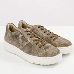Hot Damen Leder-Sneaker "Sandy", Tabak Damen Schuhe & Socken