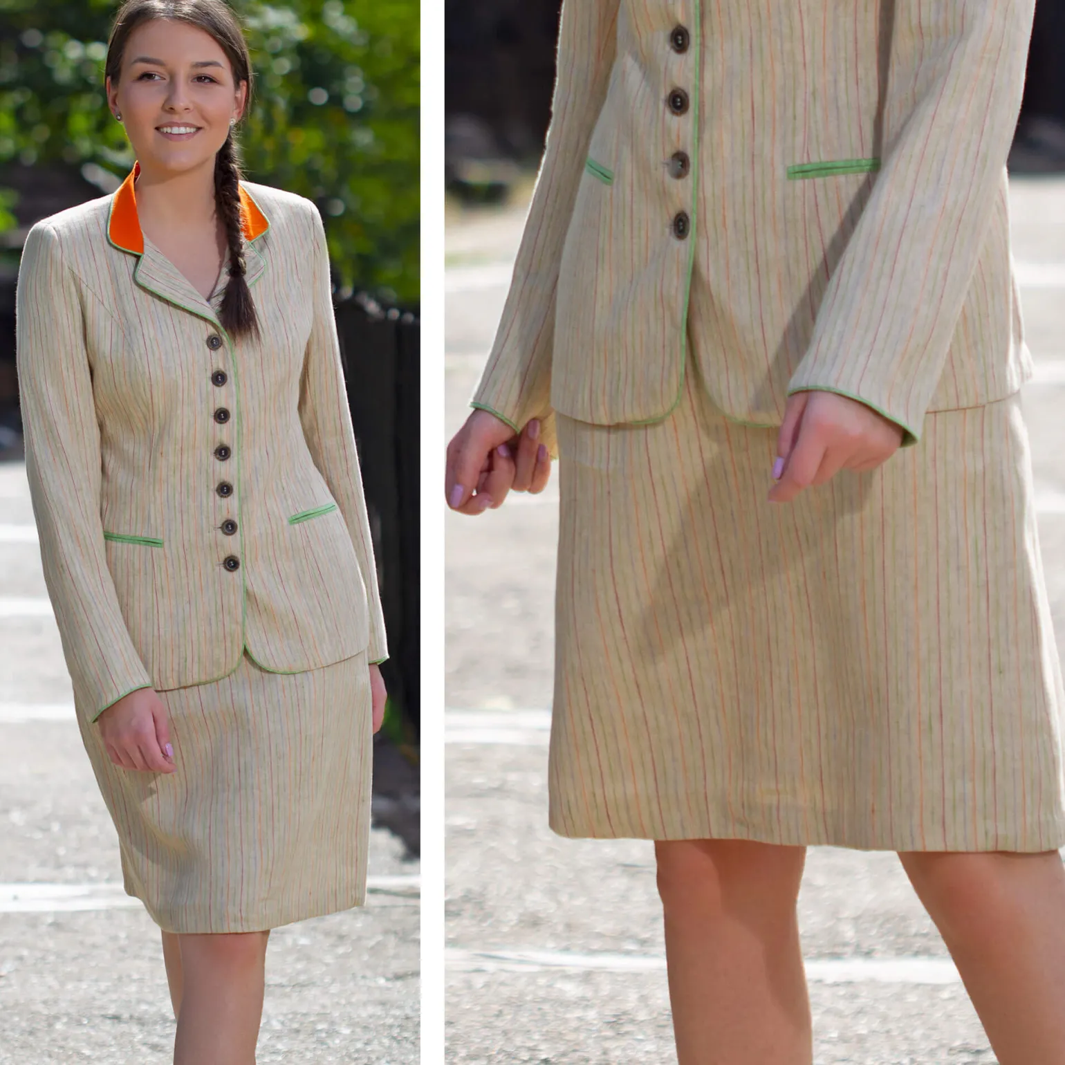 New Damen Leinenrock "Karin", Sand Damen Mieder & Röcke