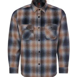 Cheap Herren Flanellhemd "Karo", Blau-Orange Herren Hemden