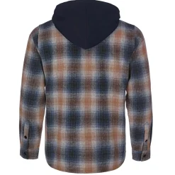 Sale Herren Flanellhemd "Karo", mit Kapuze, -Orange Herren Hemden