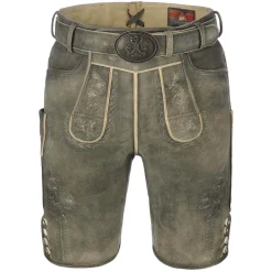 Cheap Herren Hirschlederhose "Hirschvogel", Grau- Herren Lederhosen