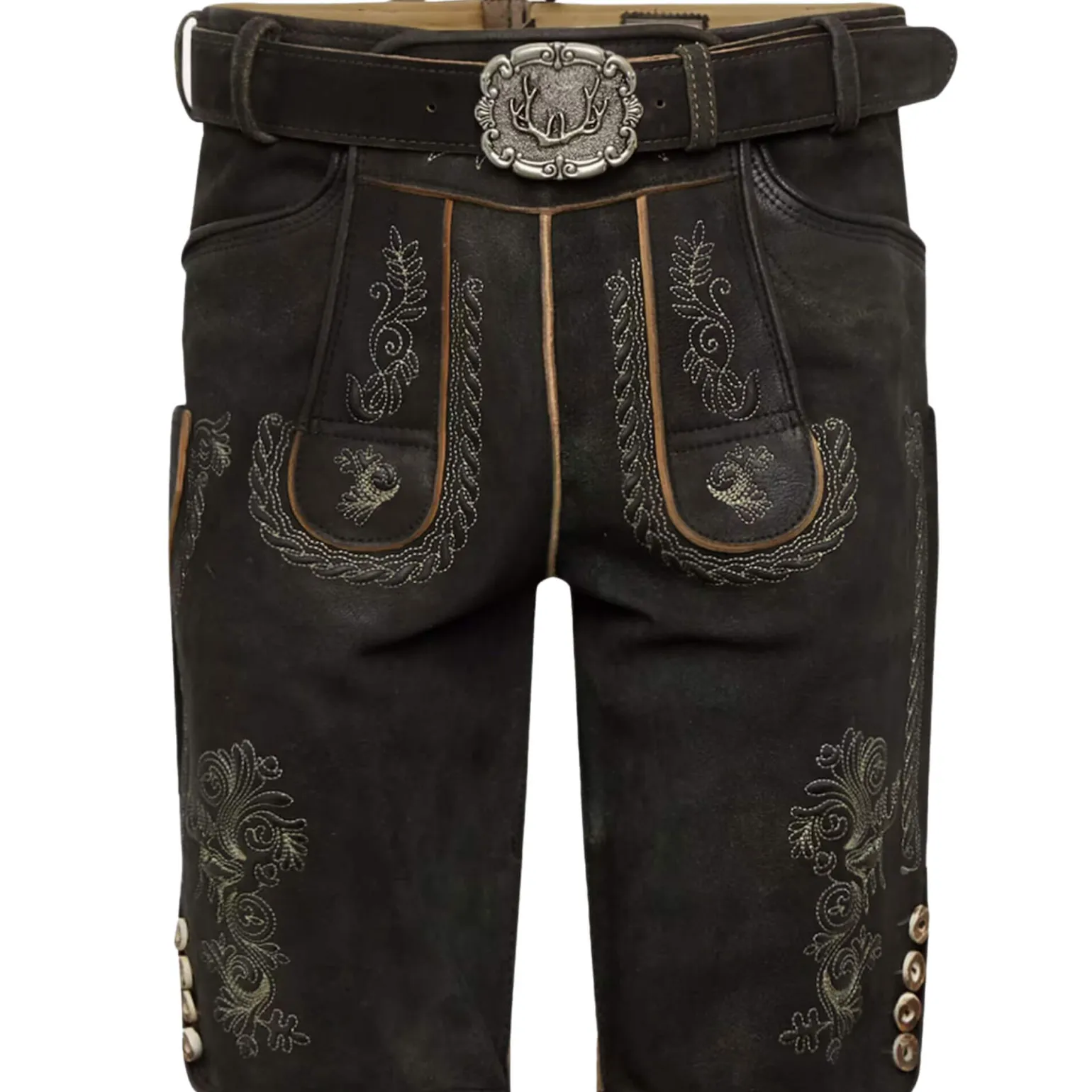 Best Herren Lederhose "Tommy", Graphit Herren Lederhosen