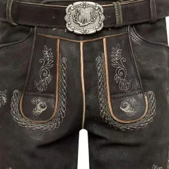 Best Herren Lederhose "Tommy", Graphit Herren Lederhosen