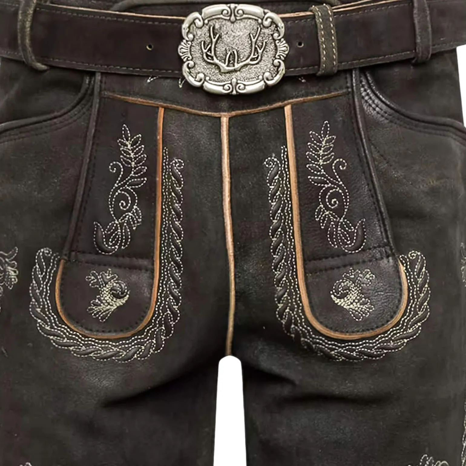 Best Herren Lederhose "Tommy", Graphit Herren Lederhosen