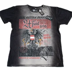 Discount Herren T-Shirt Alpenrocker "Wuid Wia", Schwarz Herren Shirts