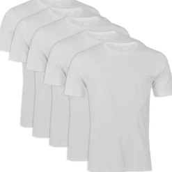 Discount Herren T-Shirt Basic 5er-Pack, Weiß Herren Shirts